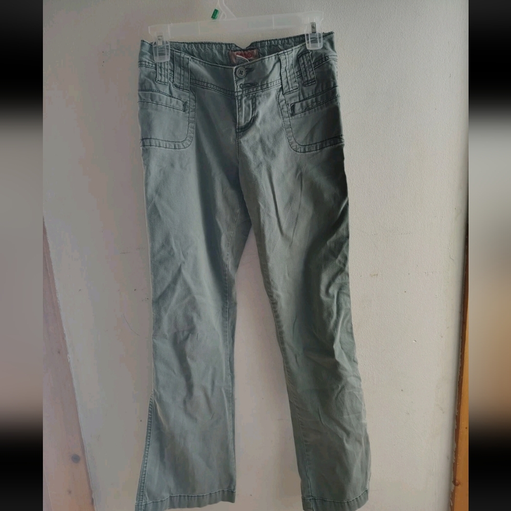 No Boundaries Juniors 5 Low-Rise Bootcut Khaki Army Green Pants 90s Y2k Cotton